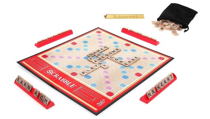 scrabble game set up