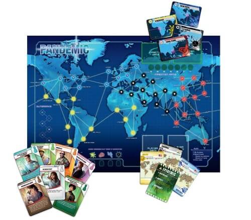 Pandemic board game displayed 