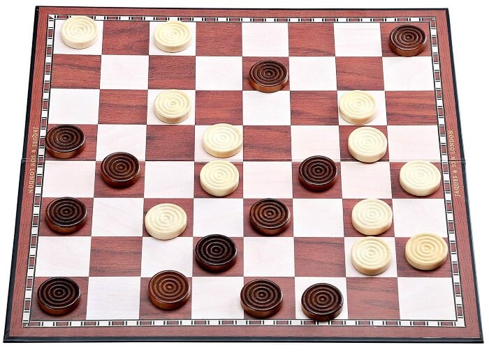 checkers board game layed out