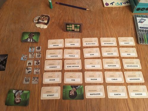 codenames duet set up on table