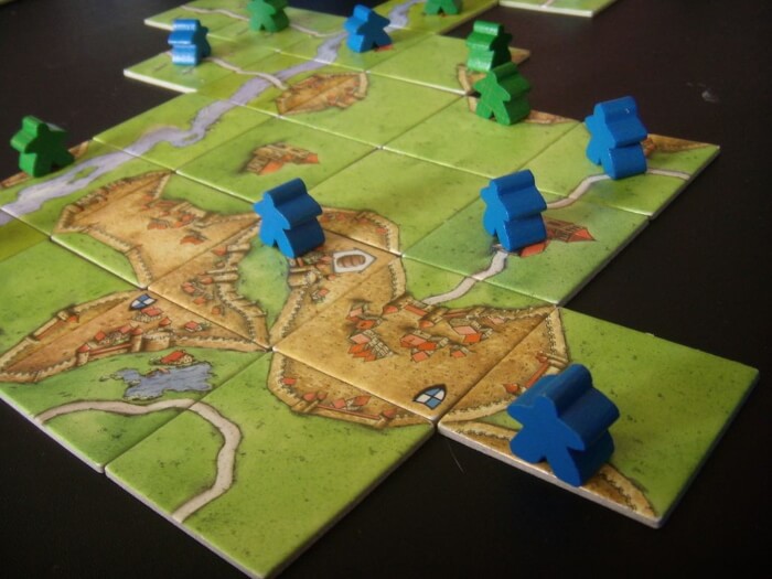 Carcassonne 2 player game in play