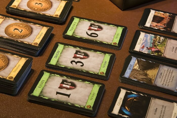 Dominion cards on table
