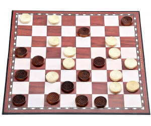 checkers board with pieces