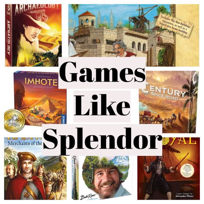 board games like Splendor collage
