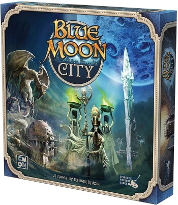 Blue Moon City fantasy game box cover