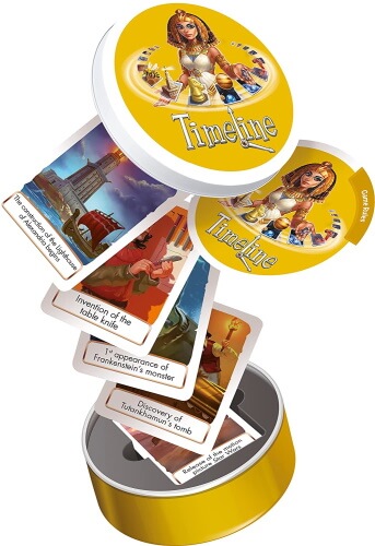 Timeline Trivia Card Game opened with white background